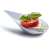 400-Piece Tear Drop Appetizer Plate & Cocktail Pick Set - Black Plastic Spoons With Gold Pearl Toothpicks