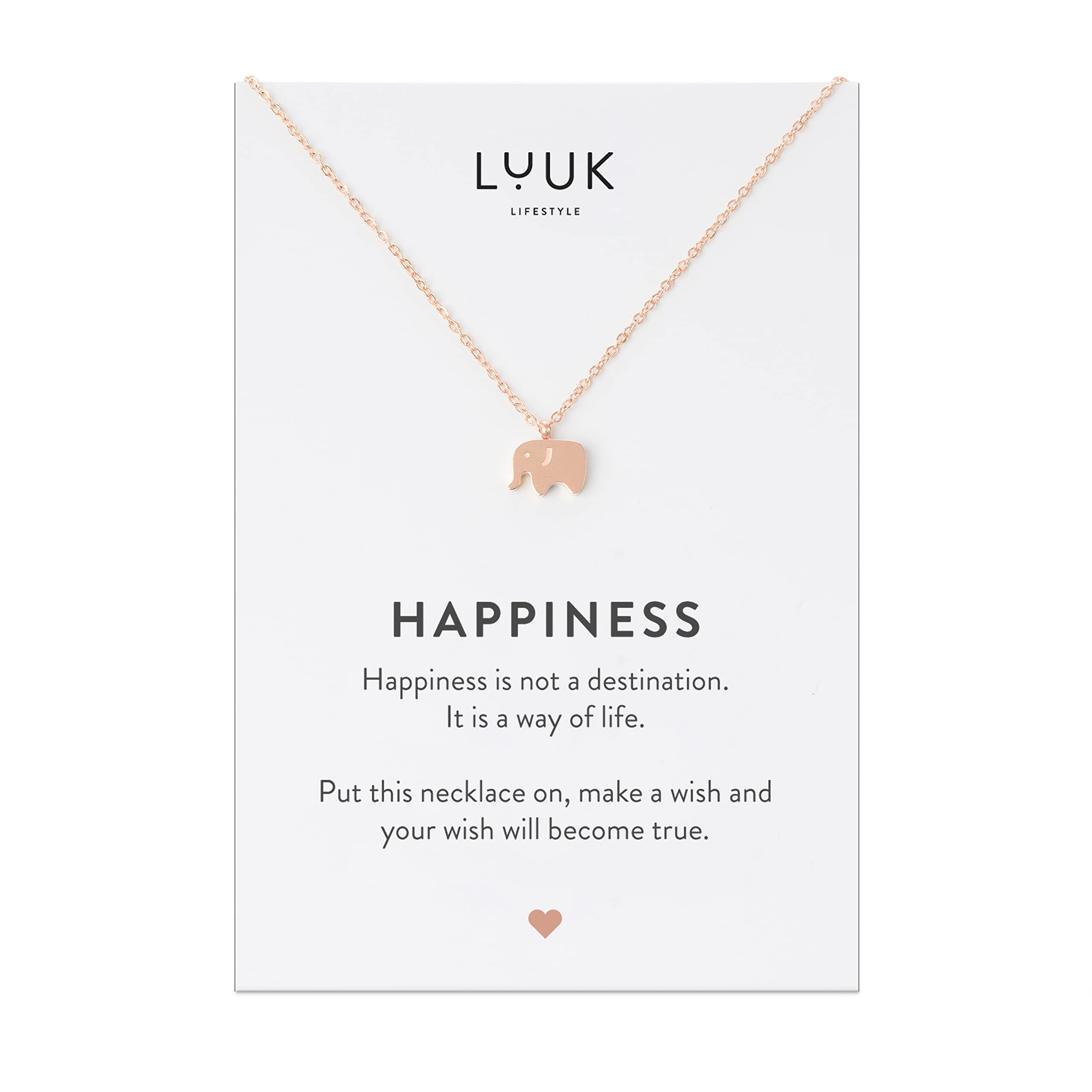 LUUK LIFESTYLE Stainless Steel Pendant Necklace for Women Waterproof 50cm Chain Modern Necklace Gift for Her Rose Gold Elephant — image 1
