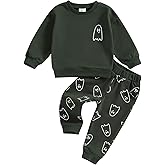 ITFABS 0-4T Toddler Boy Girl Halloween Outfit Fall Clothes Ghost Long Sleeve Sweatshirt Top Pants Baby Halloween Clothes