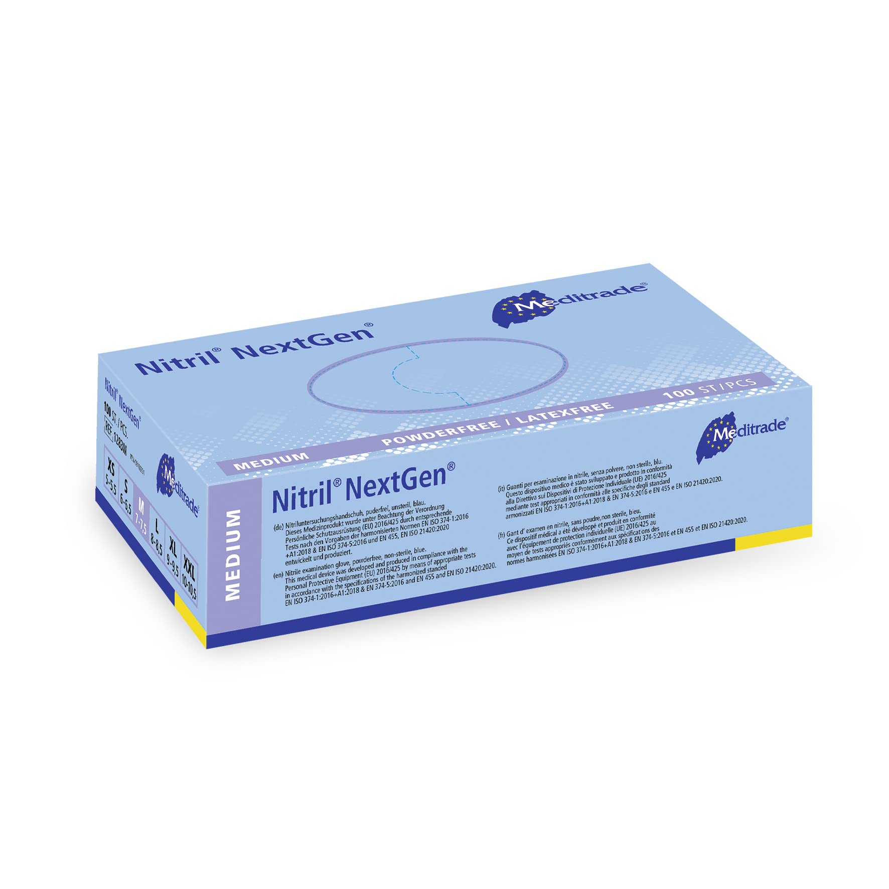 NextGen®, Nitrile Examination Gloves, Medium, N/S, P/F, Blue, x100