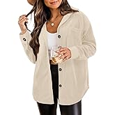 ZOLUCKY Womens Shackets Jacket Plus Size Long Sleeve Button Down Shirts Blouses Tops