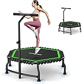 ANCHEER Trampoline, 50'' Rebounder Trampoline for Adult with Bar, Indoor Mini Trampoline, 550LBS Fitness Trampoline with Bungee, Jumping Cardio Equipment, Exercise Trampoline at Home Gym