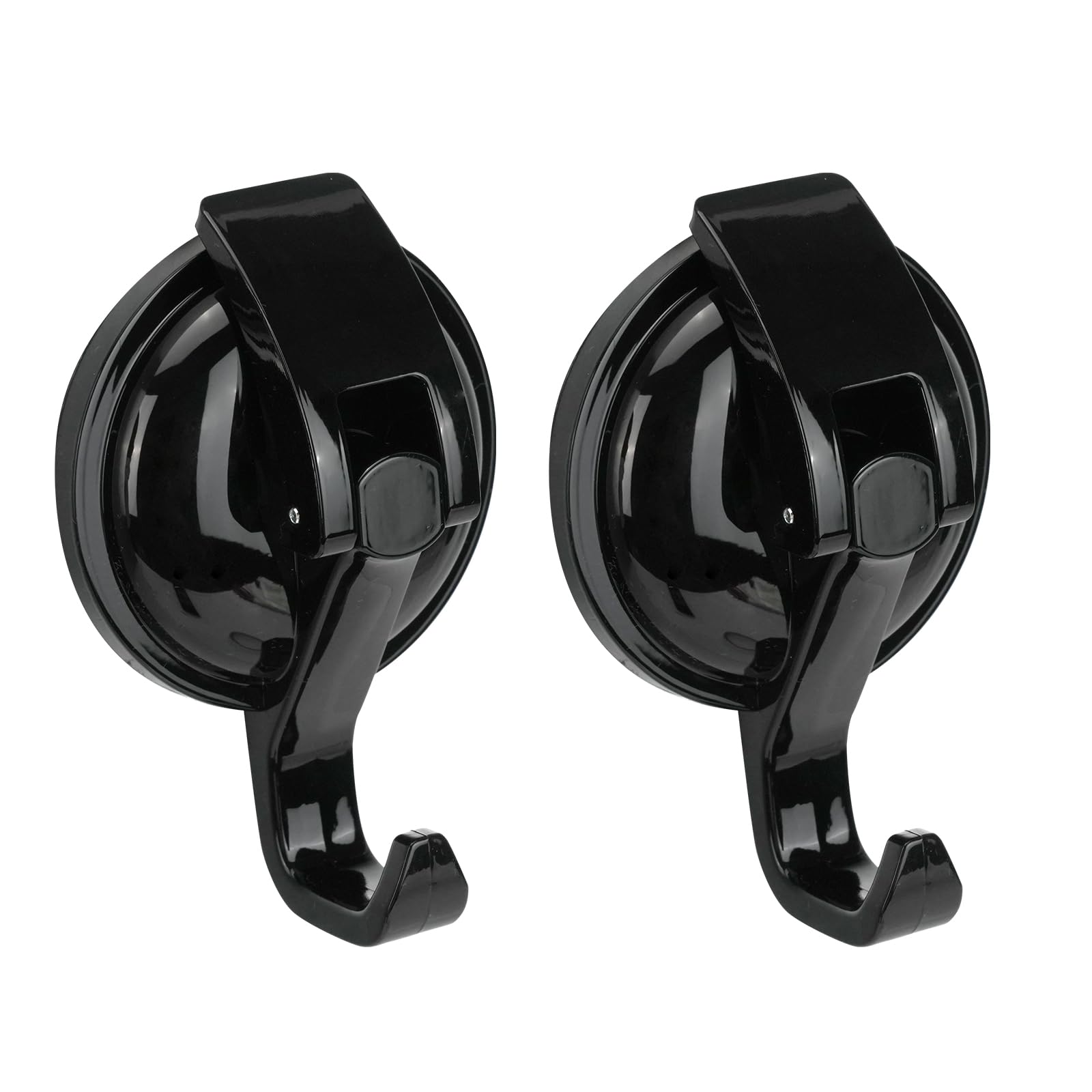 QZDAFFIC 2PCS Suction Hooks, Premium Vacuum Hanging Suction Cup Hooks Heavy Duty with Max. Load 5KG, Waterproof Strong Shower Sucker Hooks Hanger for Bathroom, Kitchen, Window, Wreath (Black)