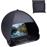 Portable Sun Shade for Working Outside - Up to 18" UV Shield &amp; Sun Tent | Foldable Outdoor Computer Cover with Glare Reduction | Fits Most Laptops (Black)