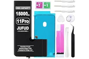 JUFUD 15000mAh Replacement Battery for iPhone 11 Pro, High-Capacity 0 Cycle Li-Polymer Battery - Compatible with Models A2215 A2160 A2217 Includes Full Repair Kit