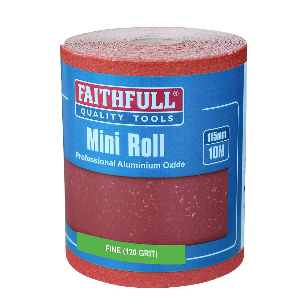 Faithfull AR10120R Aluminium Oxide Paper Roll 115mm x 10m 120g - Red (Heavy Duty), FAIAR10120R