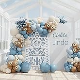 150PCS Dusty Blue Balloon Arch Kit with Mexican Floral Print, Cielito Lindo Baby Shower Decorations for Boys, Blue Sand White Fiesta Balloons, Wedding Birthday Bridal Shower Party Garland