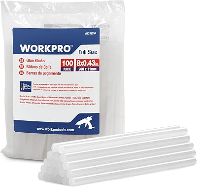WORKPRO 11mm x 200mm Hot Glue Sticks 100-Pack EVA Glue Gun Sticks
