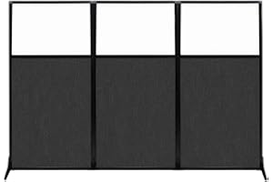 Versare Workstation Partition | Portable Wall Divider | Modern Office Cubicle | Free Standing Privacy Screen | Flexible Work Space | 99" x 70" W/Window, Black Fabric Panels