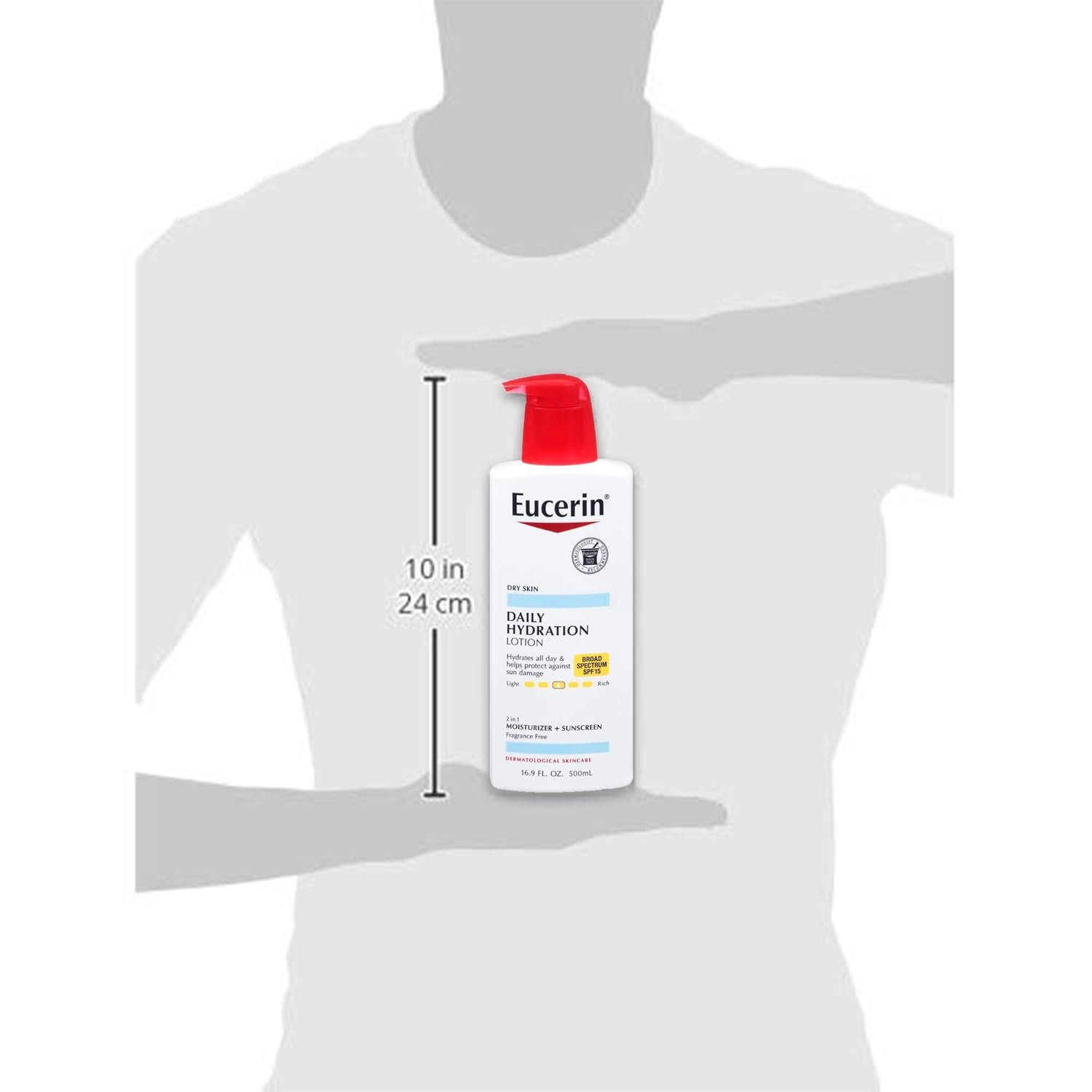 Eucerin Daily Hydration Lotion with SPF 15 - Broad Spectrum Body Lotion for Dry Skin - 16.9 fl. Oz. Pump Bottle (Pack of 3) : Beauty