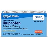 Amazon Basics Ibuprofen Tablets, 200 mg, Pain Reliever and Fever Reducer, for Arthritis, Toothache, Backache and More, 100 Count (Previously Care)