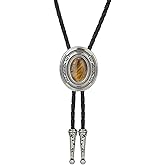 Btilasif Bolo Tie for Men Western Cowboy Tiger Eye Stone Native American Bolo Tie Leather Necktie Costume Accessorie