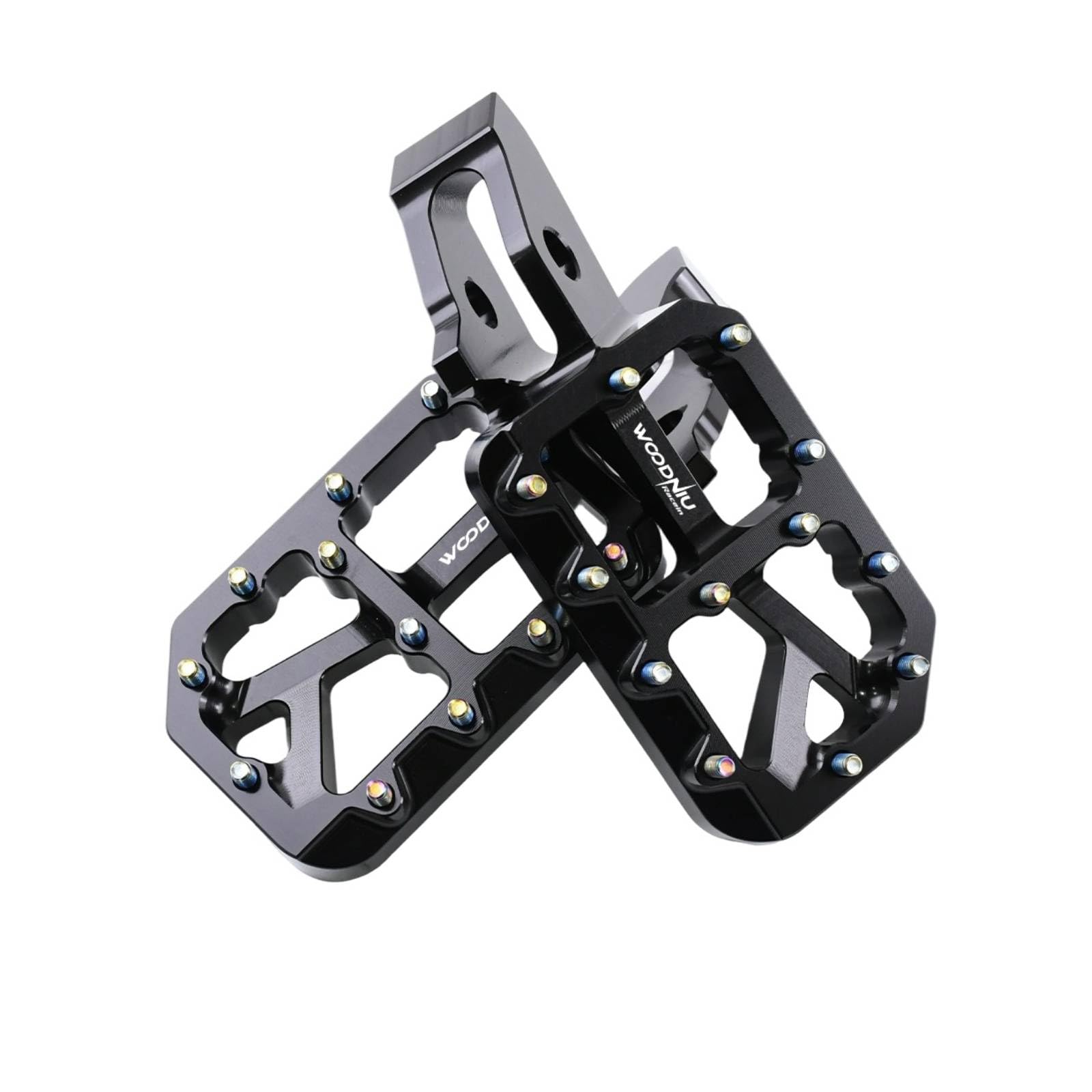 Photo 1 of Woodniu Racein Dirt Bike Foot Pegs for Surron Ultra Bee, Aluminum Alloy Suron Pedals for Ultrabee Motorcycle, Wider Non-slip Ebike Footpegs,Black Body with Dazzling Colors Spikes