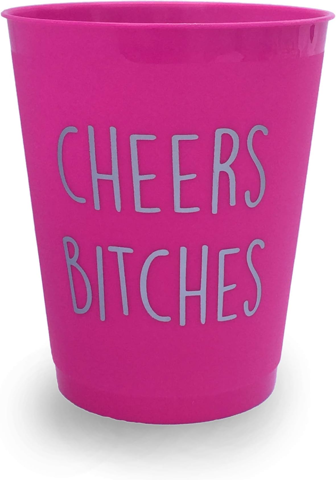 Cheers Btches Party Drinking Cups - Bachelorette/Night Out/Celebration -Pack of 10 Hot Pink & Silver