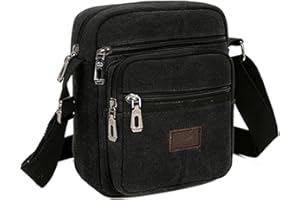 XIAOKEIS Mens Crossbody Bag, Small Bag Travel Wallet Canvas Outdoor Travel Retro Gift Multi Pockets Casual Crossbody Shoulder Bag