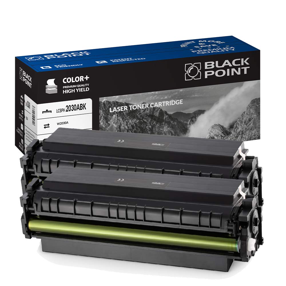 [With Chip] Black Point Toner Pack of 2 Compatible with HP W2030A (HP 415A) - Black - for HP Color Laserjet Pro: M454dn, M454dw, MFP M479dw, MFP M479fdn, MFP M479fdw, MFP M479fnw - TÜV Certified