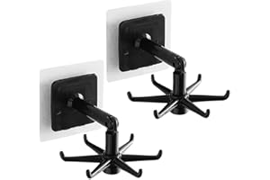 360° Rotating Folding Hook, Bathroom Shower Hanger Folding 2X, Utensils Organizer with 6 Hooks Kitchen Hook Wall Mount Utensi