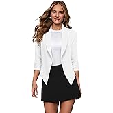 Hybrid & Company Lightweight Open Front Cardigan Classic Ruched Sleeve Work Office Blazer Suit Jackets