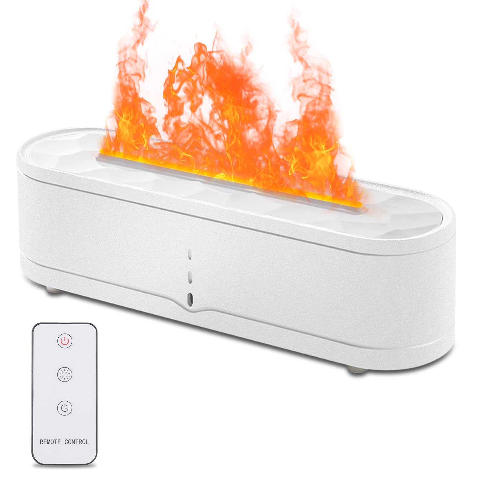 Photo 1 of Colorful Fire Flame Diffuser: 260ml Ultrasonic Essential Oil Diffusers Super Quiet Volcano Humidifier 1/3/5H Timeable 7 Colors Changing Waterless Auto Off Spray Humidifier for Home,Office (White)