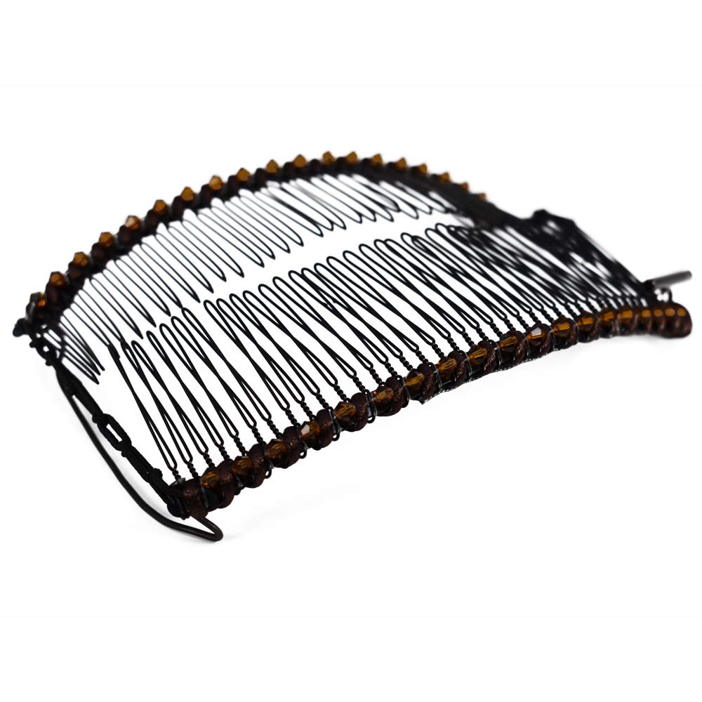 Banana Hair Clip - Adjustable for Thick Natural Curly Hair - Stretchy, Decorative Beads, Comfy, Protective No Damage All-Day Hold, Many Styles Seconds (Brown Cord & Bead w/Bar Closure)