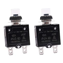 mxuteuk 2Pcs 15Amp Circuit Breakers Push Button