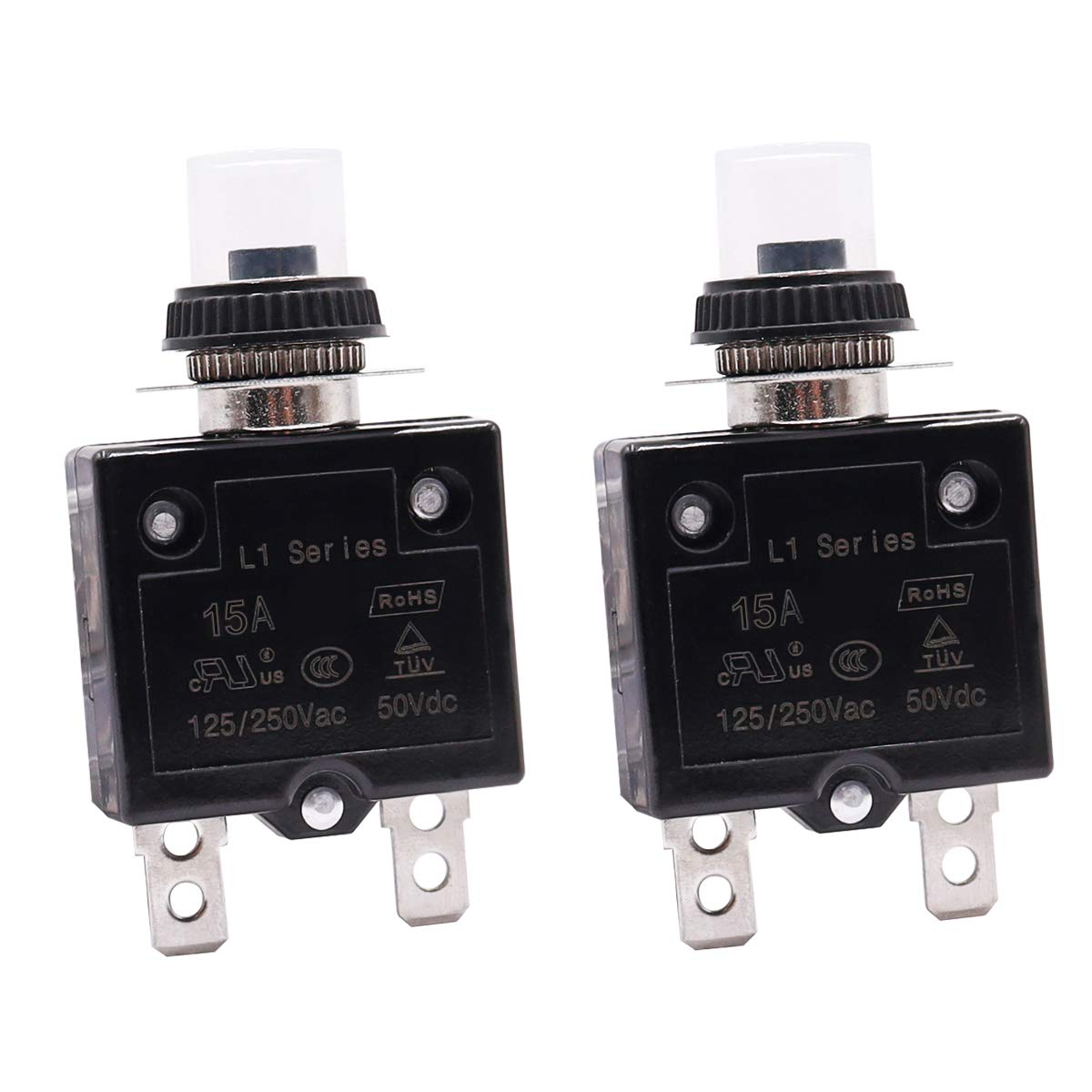mxuteuk 2Pcs 15Amp Circuit Breakers Push Button