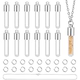UNICRAFTALE 12 Sets Glass Vial Tube Necklace Pendant with Cap Empty Clear Vial Necklace with Open Jump Rings Glass Bottle Charm for Jewelry Making Memorial Keepsake Ashes Holder