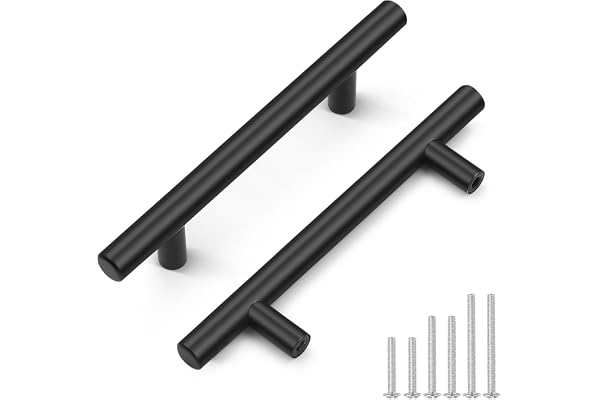 6 Pack Probrico Stainless Steel Cabinet Pulls for Kitchen and Bathroom Black Cabinet Handles Drawer Handles Kitchen Cupboard