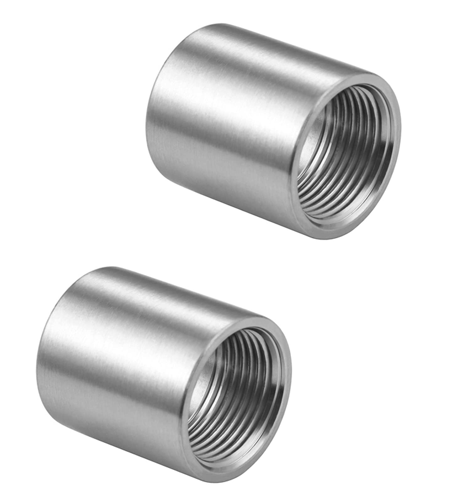 Photo 1 of Carvedexquisitely Stainless Steel Coupling, 304 Stainless Steel Cast Pipe Fittings,1" x 1" NPT Female Thread (Pack of 2)