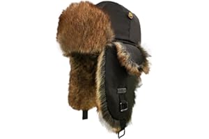 ALKAIDSTAR Fur Winter Trapper Hat,Unisex Taslon Faux Fur Aviator Ski Trapper Trooper Pilot Hat,Snow Eskimo Hat with Ear Flaps