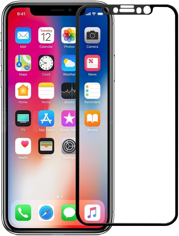 iPhone X Screen Protector, iPhone 10 Bulletproof Glass Full Cover Premium Tempered Glass Screen Protector for Apple iPhone X (Black)