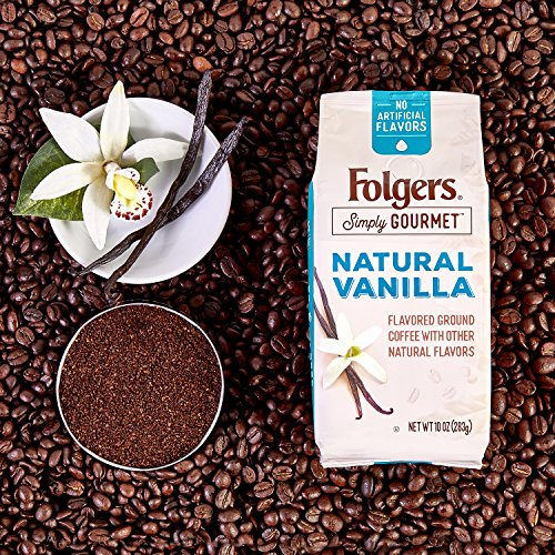 Folgers Simply Gourmet Coffee, Vanilla Flavored Ground Coffee, 10