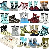 TeeHee (Naartjie) Kids Boys Fashion Cotton Crew 18 Pair Pack Gift Box (6-8 Years, Dog and Gentle)