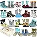 TeeHee Little Boys and Toddlers Casual Sports Novelty Cotton Crew Socks 18 Pair Pack Gift Box (3-5 Years, Dog and Gentle)