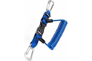 Rogue Endeavor® Heavy Duty Dive & Fishing Lanyard Snappy Coil, 3.25" Stainless Clips, Quick Release Buckle, 36" Steel Core Lanyard, Perfect for Cameras/Lights/Tools/Rods/Paddles