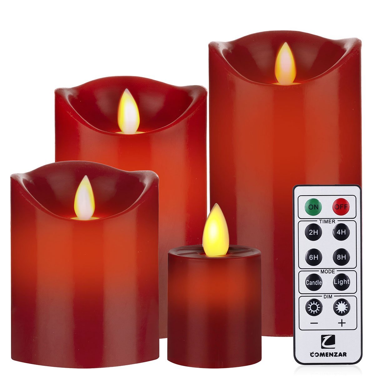 Flameless Candles Red Battery Operated With Remote Timer Hour New Free