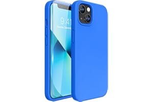 Miracase Designed for iPhone 13 Case, with Tempered Glass Screen Protector, [Soft Anti-Scratch Microfiber Lining], Shockproof Liquid Silicone Rubber Phone Case for 13 6.1 inch(Mediterranean Blue)
