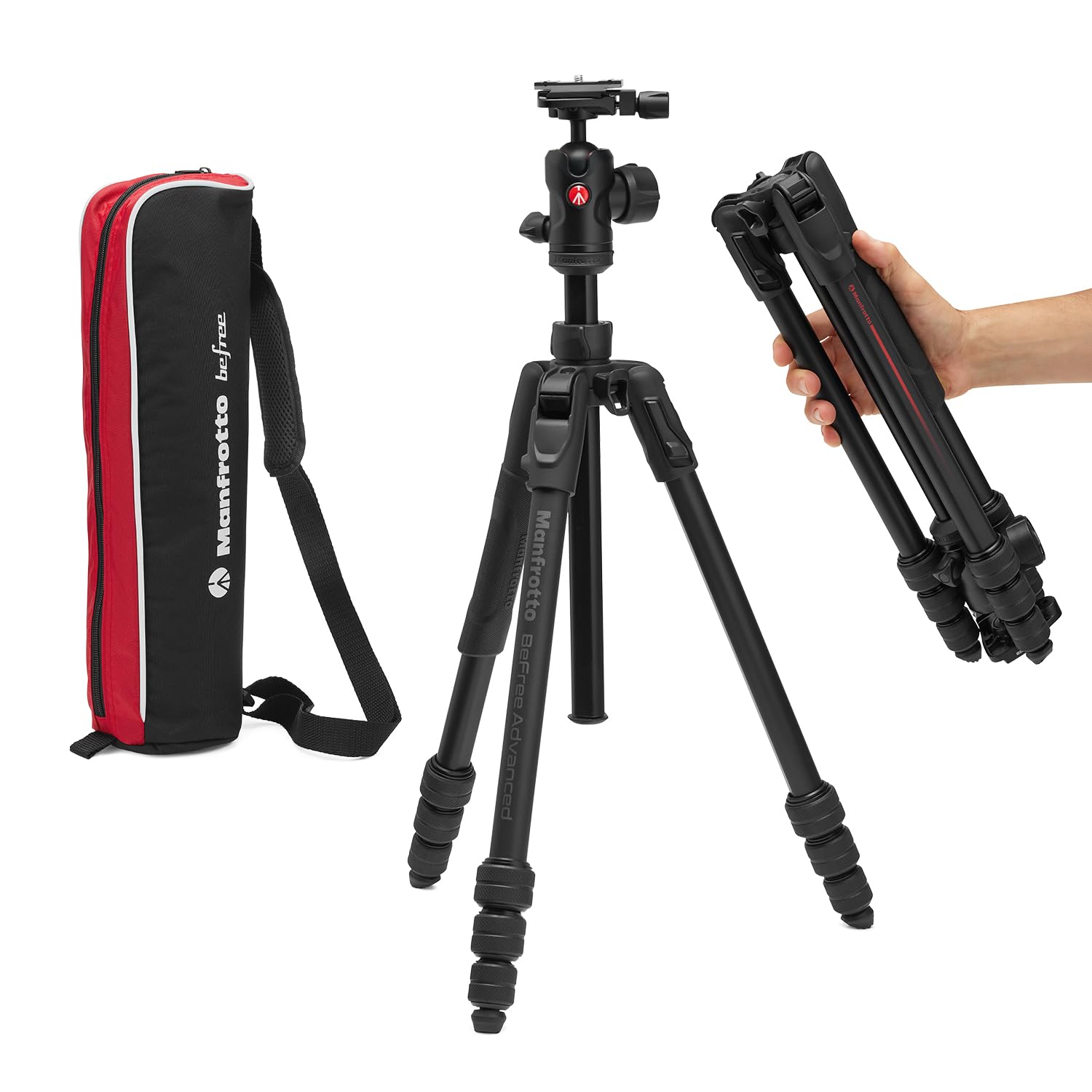 Manfrotto Befree Advanced AS, Camera Tripod, Twist Lock, Compatible with Arca-Swiss, Portableand Compact, Alumiium, Travel Tripod Kit, Ball Head, for DSLR, Mirrorless, Camera Accessories Image