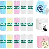 Vicbear 15 Rolls Thermal Sticker Paper for Mini Printer Sticker Maker, Including 9 Colored and 6 White Self-Adhesive Mini Printer Sticker Paper, 57 x 25 mm