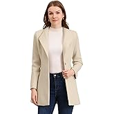 Allegra K Women's 2025 Coat for Winter Notch Lapel Collar One Button Outwear Classic Work Trench Coats