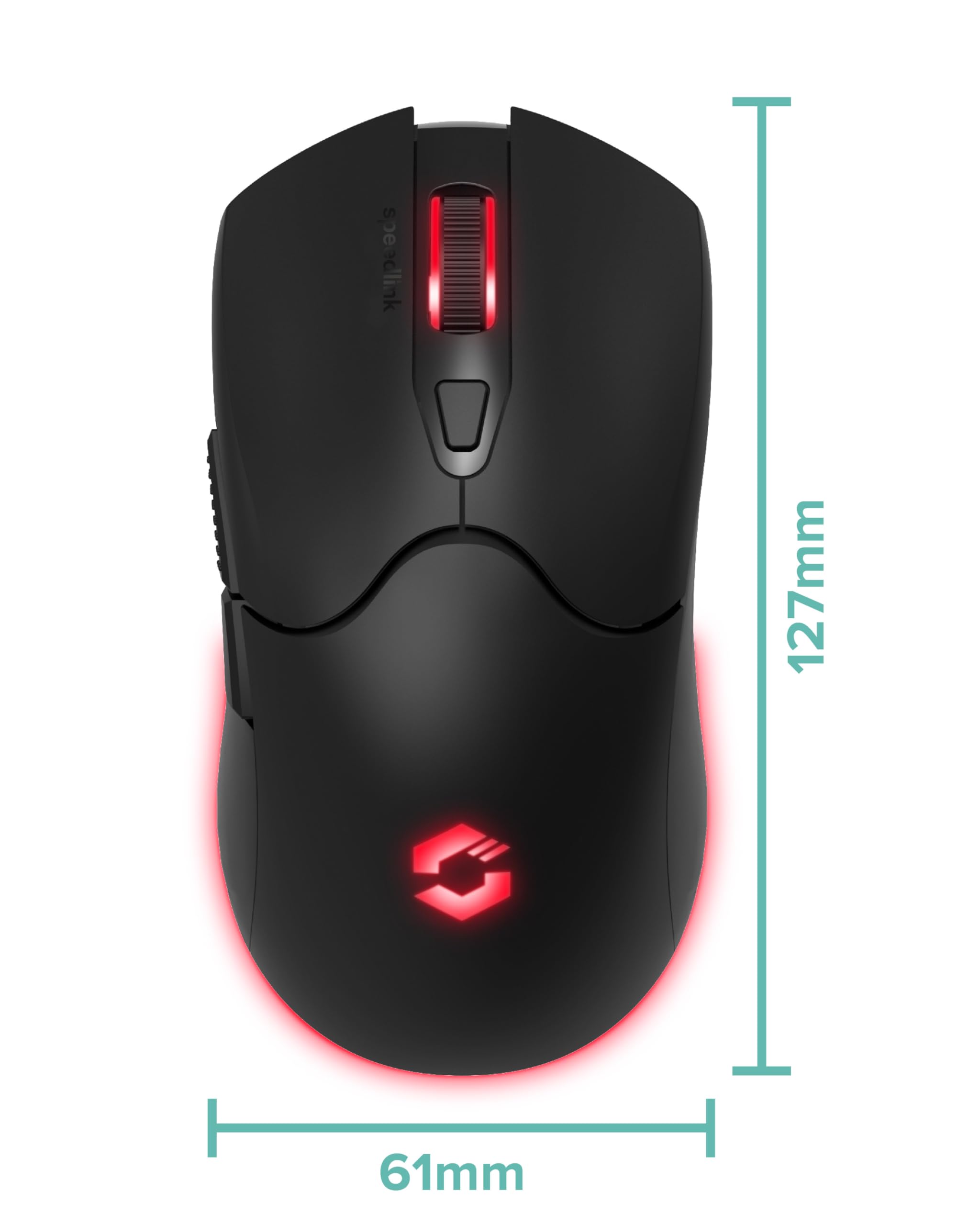 Speedlink Velox - Wireless RGB Gaming Maus kabellos mit Akku wiederaufladbar USB-C, 4800dpi, programmierbar, leicht, PixArt PAW3212, 2.4G USB-A Nano Empfänger, farbige LED Beleuchtung, schwarz 5