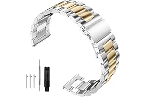 Nizonlaie Quick Release Stainless Steel Watch Band Matte Brushed Metal Watchband 14mm 16mm 18mm 20mm 22mm 24mm Universal Solid Stainless Steel Metal Smartwatch Bracelet Replacement Band for Men Women