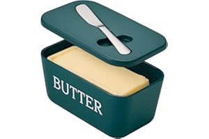 DEHOV Large Butter Dish With Lid And Knife,Food Grade Plastic Large Butter Container With Cover,Butter Holder With Stainless Steel Knife For Kitchen Decor Countertop