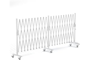 Bdmetals Expandable Barricade Gate,200" Metal Safety Barrier Gate with Casters,Accordion Garden Yard Outdoor Indoor Fence Folding Security Dog Gates Wall Mount,White