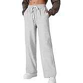 Oxirexe Women's Fleece Lined Sweatpants Winter Drawstring Warm Wide Leg Sweat Pants Baggy Casual Pants with Pockets