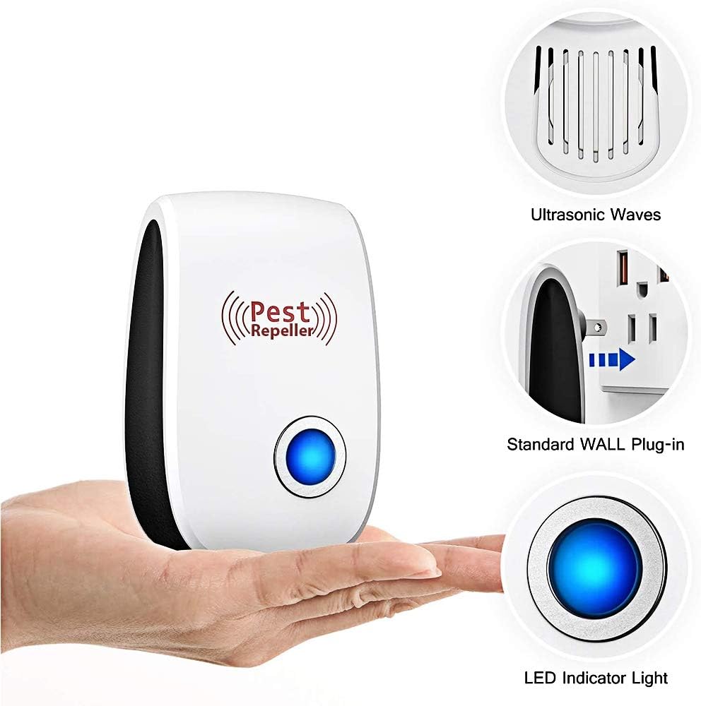 GoldTech Ultrasonic Pest Repeller 6 Pack 2020 Upgraded 100% Safe Electronic Pest Control Ultrasonic Repellent Indoor Plug-in Repellent for Bed Mosquitos, Mice, Cockroach, Spider, Ant, Bug and Insect: Health & Personal Care