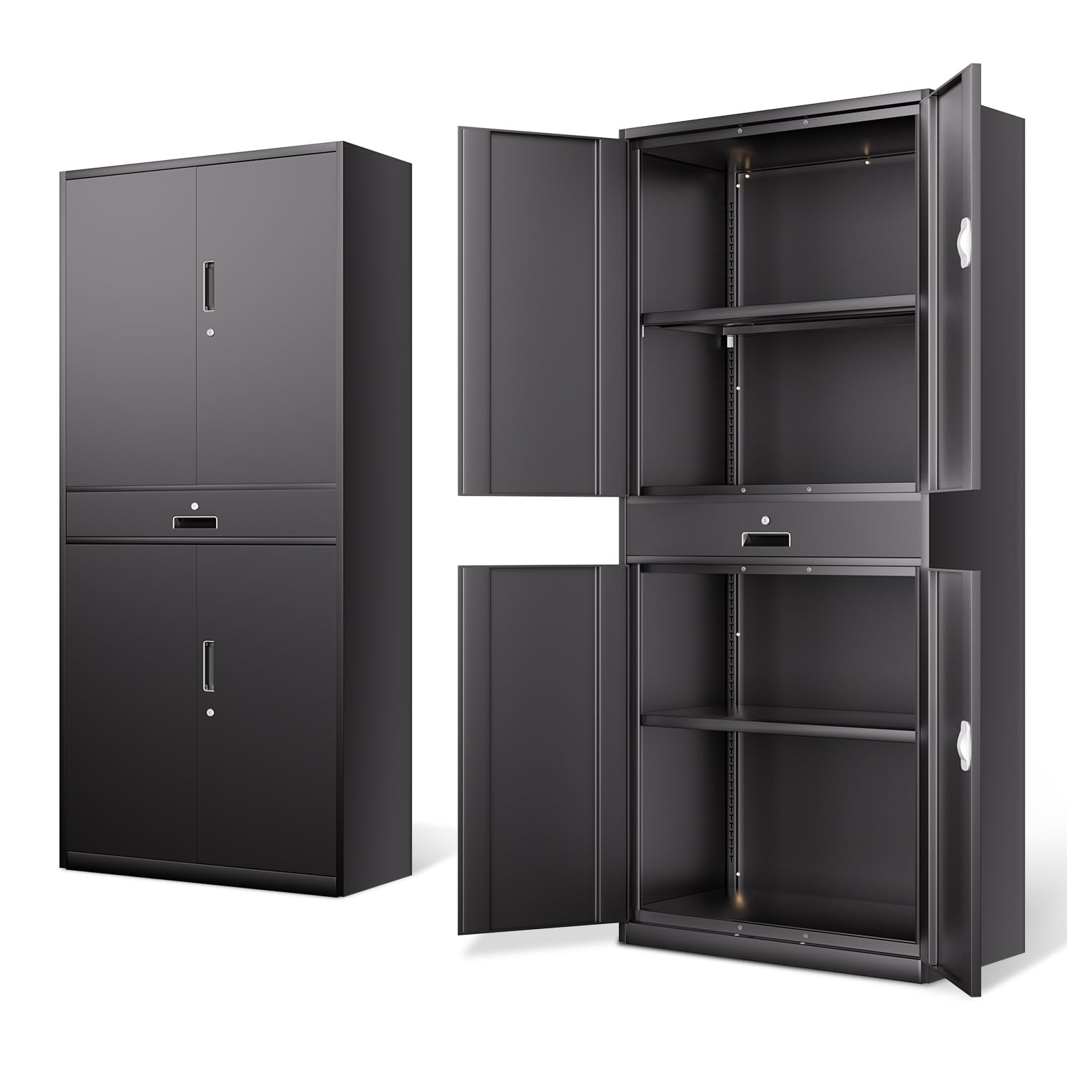Photo 1 of DNA MOTORING 71'' Metal Storage Cabinet, Locking Tool Cabinet with 1 Drawer and Adjustable Shelves, Lockable Heavy Duty Metal Locker