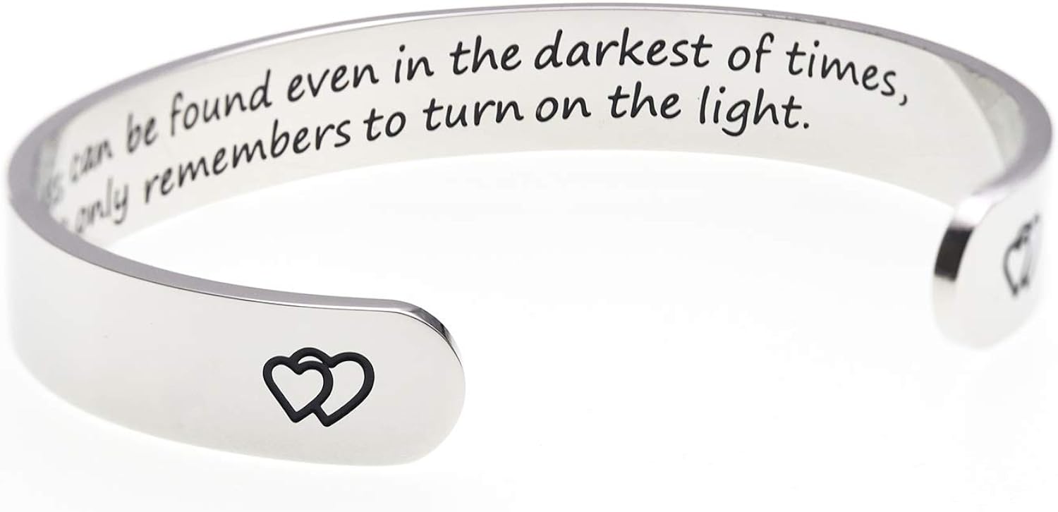 LParkin Happiness can be Found Even in The Darkest of Times Encouragement Jewellery Bracelet Decorations Inspirational Motivational Gift - Image 4