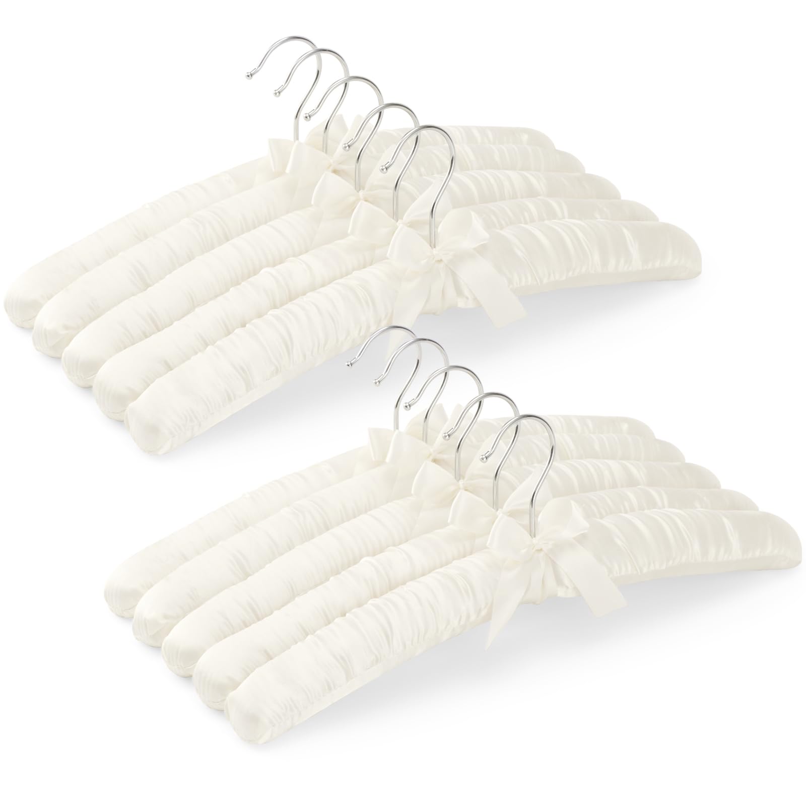 Photo 1 of Women's Clothing Padded Hangers, 15 Inch Satin Hangers, Thick Foam Padding, No Shoulder Pads, for Sweaters, Suits, Wedding Dresses, Fine Cashmere (Pack of 10)
