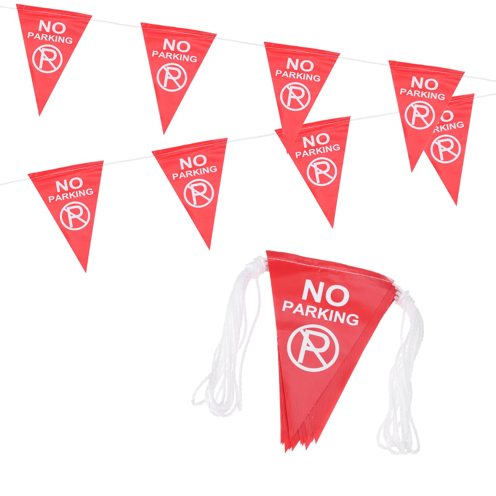PATIKIL 37ft Pennant Banner Flags, No Parking Warning Flagging Banner Safety Flag Barrier Signs for Perimeter Making Traffic Control Party Events, 15 Flags Red